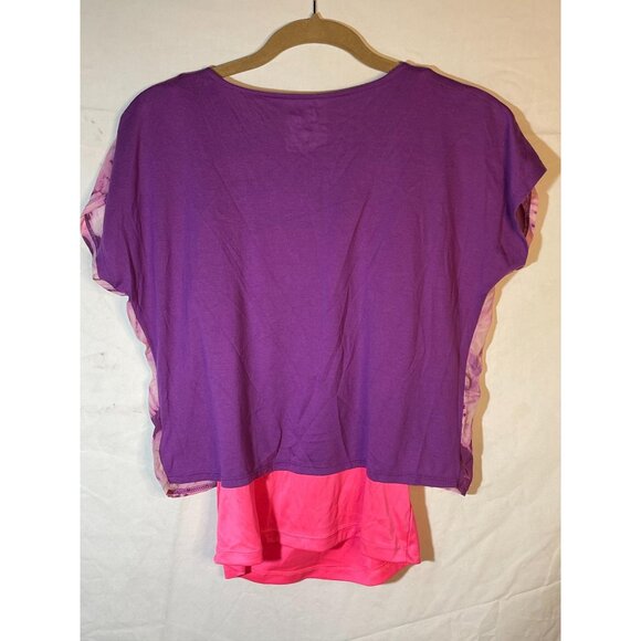 Lei shirt layered tank top under flowers tie at bottom polyester pink  XLREAD - Picture 9 of 10